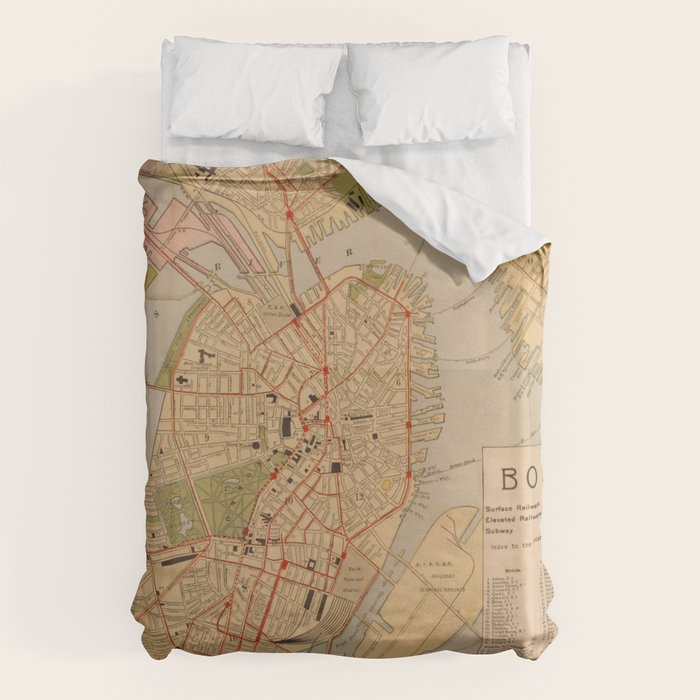 Vintage Map Of Boston Ma (1902) Duvet Cover