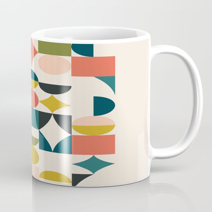 Mid Century Modern Abstract Colorful Shapes Funky Cool Minimalist Pattern Coffee Mug
