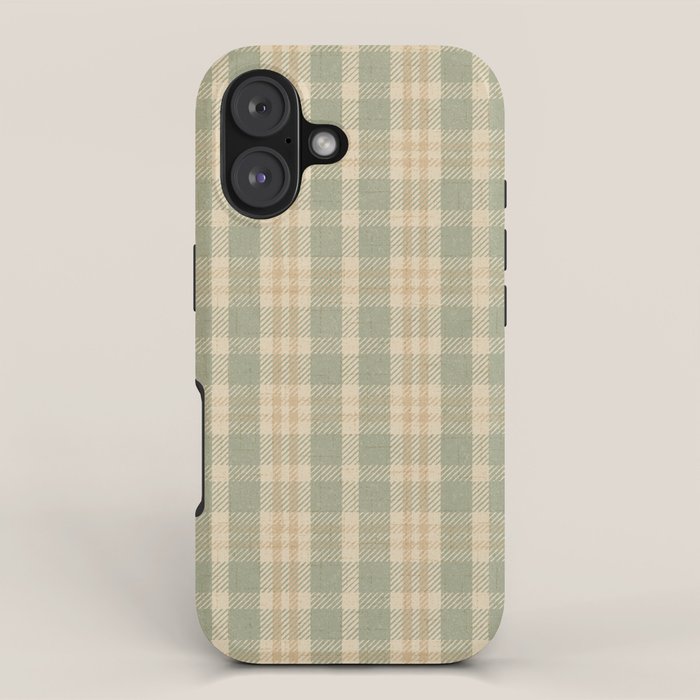 North Country Plaid - Sage And Light Gold Iphone Case
