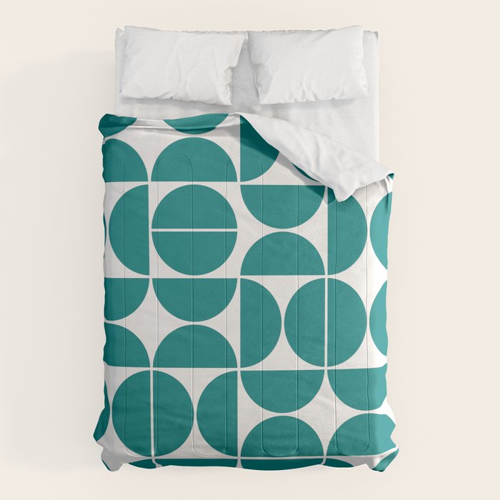 Mid Century Modern Geometric 04 Teal Comforter