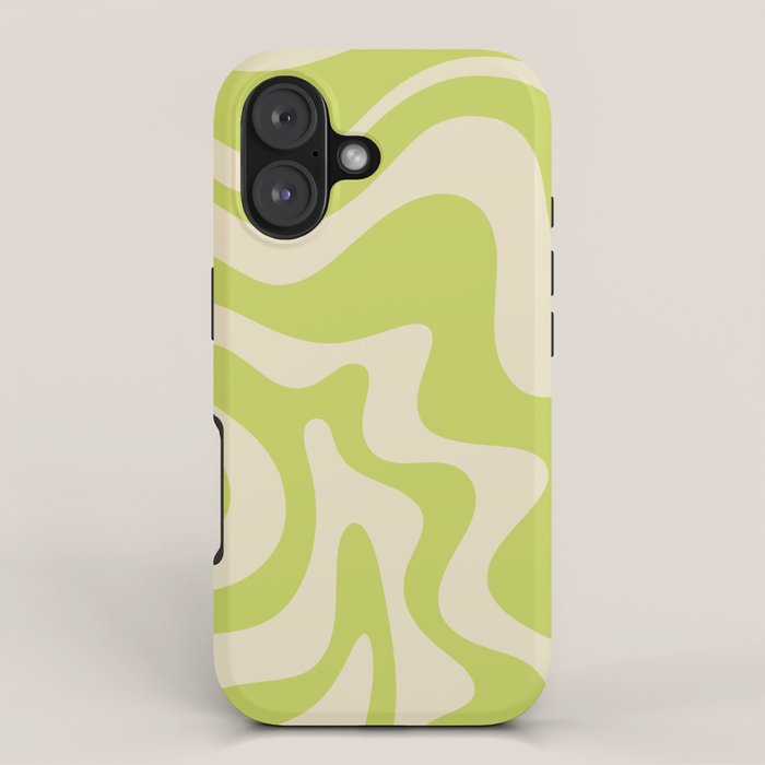 Liquid Swirl Retro Abstract Pattern 4 In Light Lime Linden Green And Beige Iphone Case