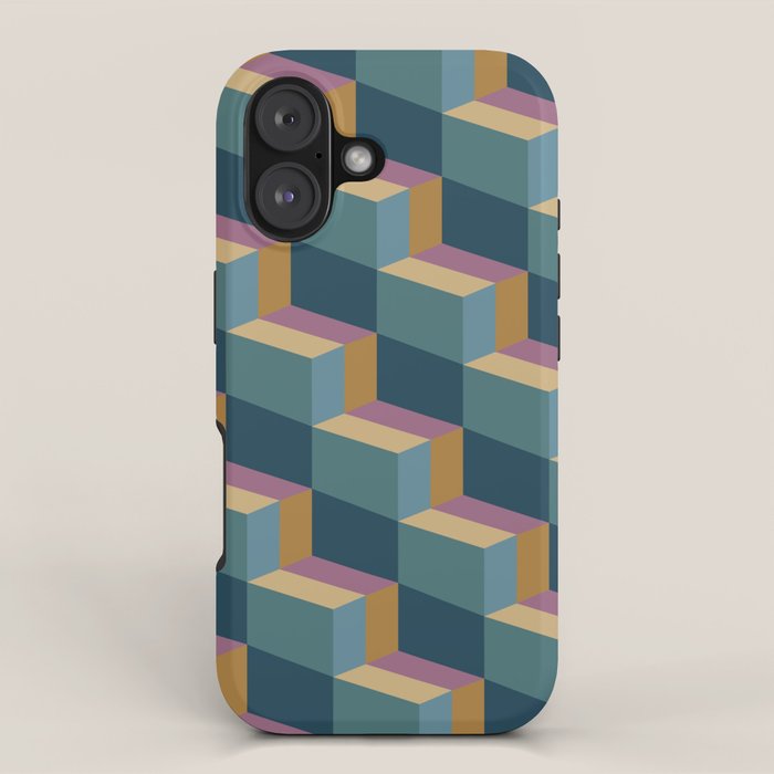 Cuboid Mid Century Abstract Shapes Pattern Ii Iphone Case
