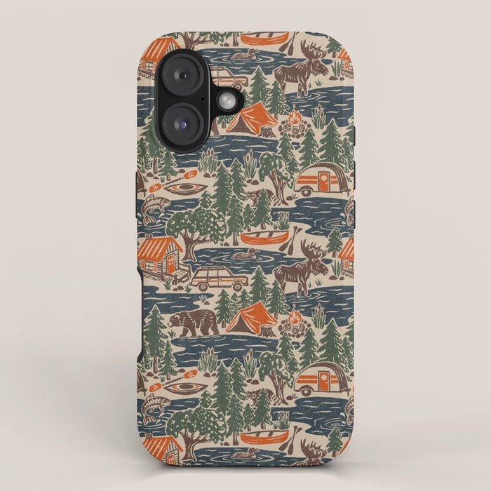 North Country Summer - Classic Blue, Green, Brown, And Red Iphone Case