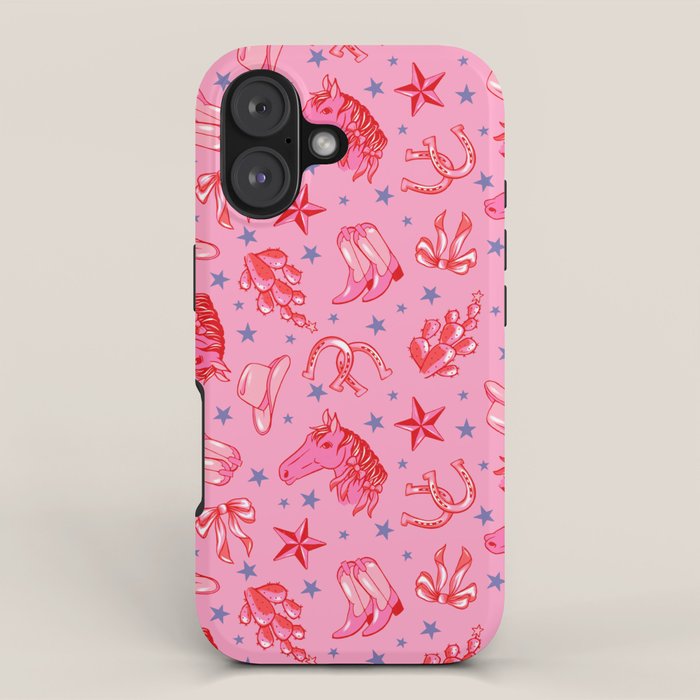Cowgirl Christmas - Pink And Red Iphone Case