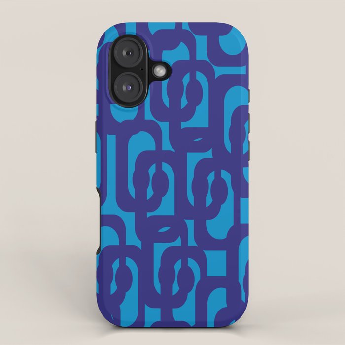 Very Blue Contemporary Mid Century Modern Loops Abstract Pattern Iphone Case