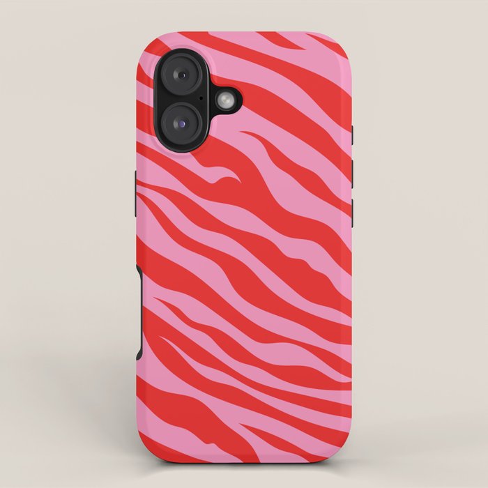 Zebra Animal Print (Pink & Red) Iphone Case