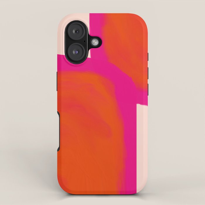 Touching Corners (Pink And Bold Orange) Iphone Case