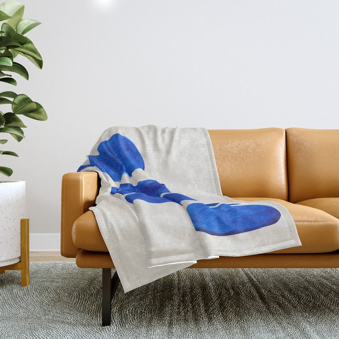Minimalist Modern Mid Century Colorful Abstract Shapes Phthalo Blue Native Pebbles Stacked Throw Blanket