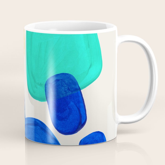 Mid Century Modern Abstract Minimalist Fun Colorful Shapes Marine Green Retro Vintage Fun Shapes Coffee Mug