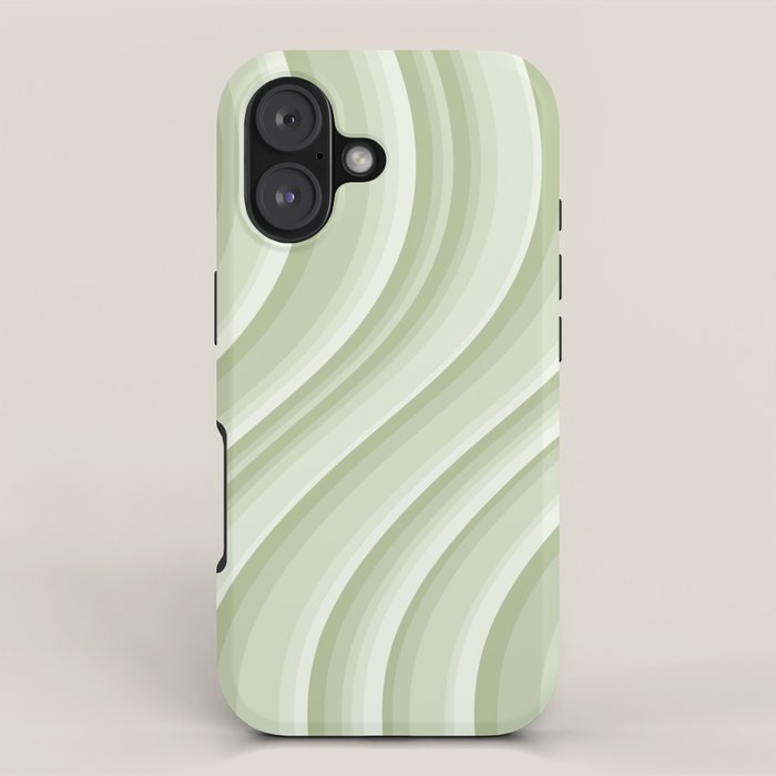 Wavy Stripes Xxi - Pastel Natural Green Iphone Case