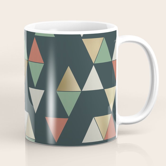 Geometric Prism, Green, Terracotta, Gold Coffee Mug