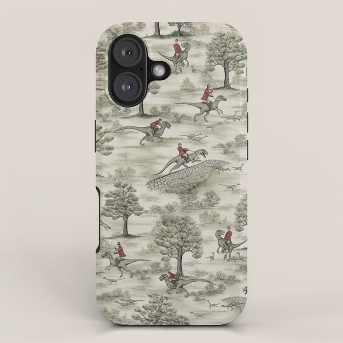 Not-So-Traditional English Fox Hunt With Dinosaurs Iphone Case