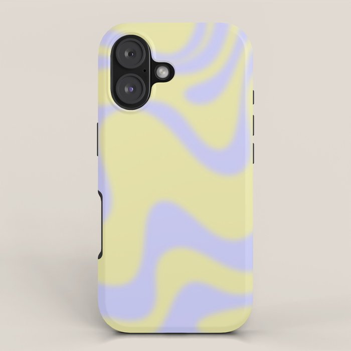 Dreamy Retro Liquid Swirl Contemporary Abstract 2 In Butter Yellow And Lavender Pastel Iphone Case