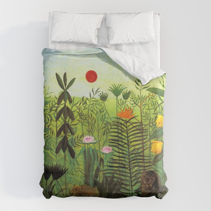 Henri Rousseau "Exotic Landscape With Lion And Lioness In Africa" Duvet Cover