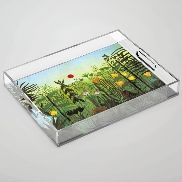 Henri Rousseau "Exotic Landscape With Lion And Lioness In Africa" Acrylic Tray
