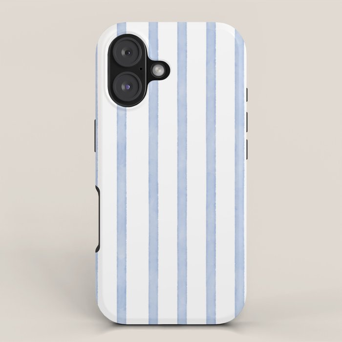 Classic Blue Watercolor Summer Stripes Iphone Case