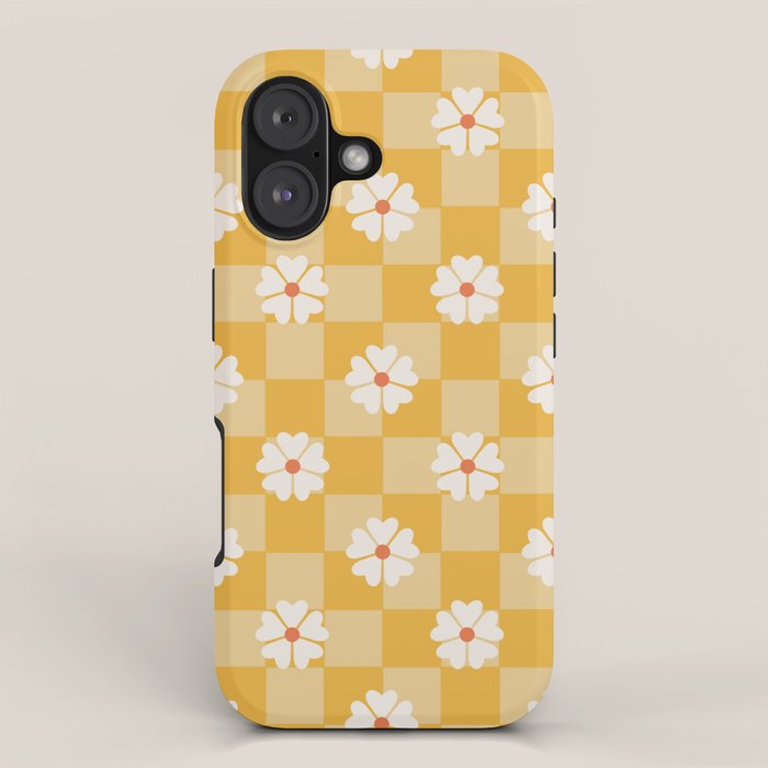 Daisies On Yellow Checkerboard Iphone Case