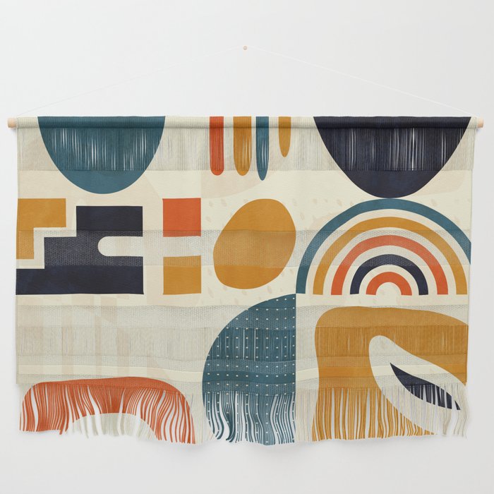 Mid Century Shapes Geometric Abstract Color 3 Wall Hanging