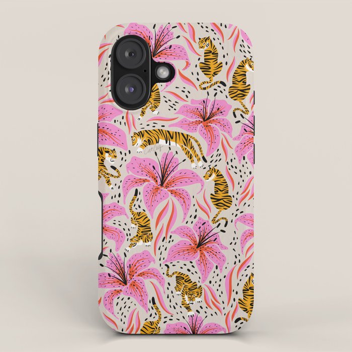 Tigers & Tiger Lilies - Pink & Yellow Iphone Case