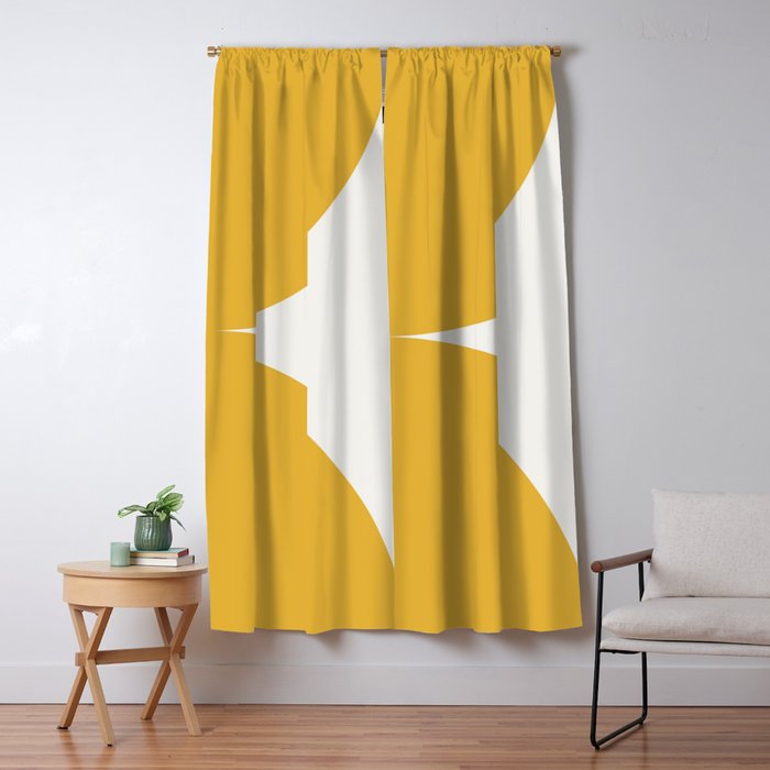 Bold Geometric Shapes - Golden Yellow Window Curtain