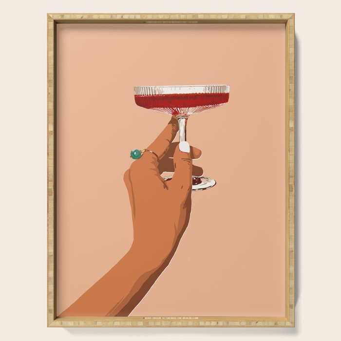 Cheers To Love, Laughter & Happily Ever After #Painting #Illustration Serving Tray