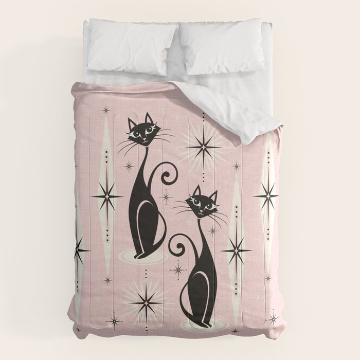 Mid Century Meow Retro Atomic Cats ©Studioxtine Comforter