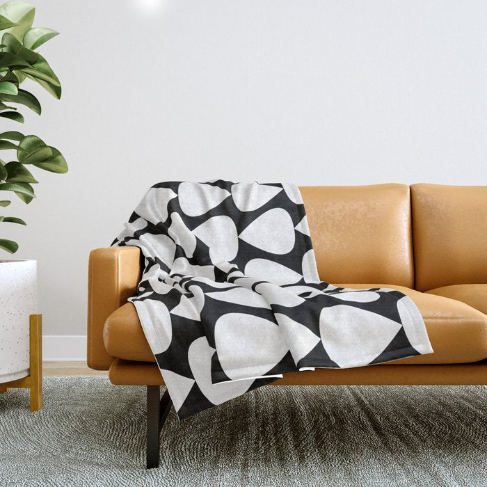 Plectrum Pattern In White And Black Throw Blanket