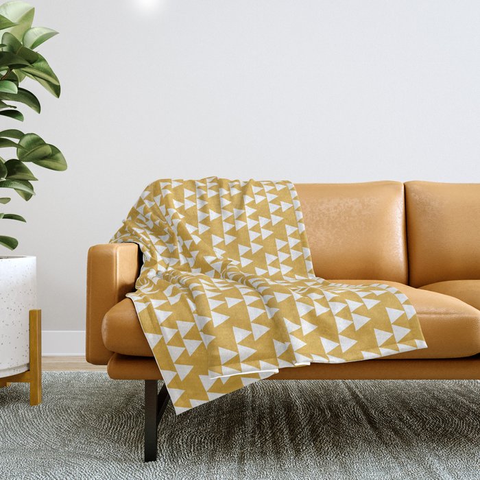 Festive Mustard Yellow, Triangles  Throw Blanket