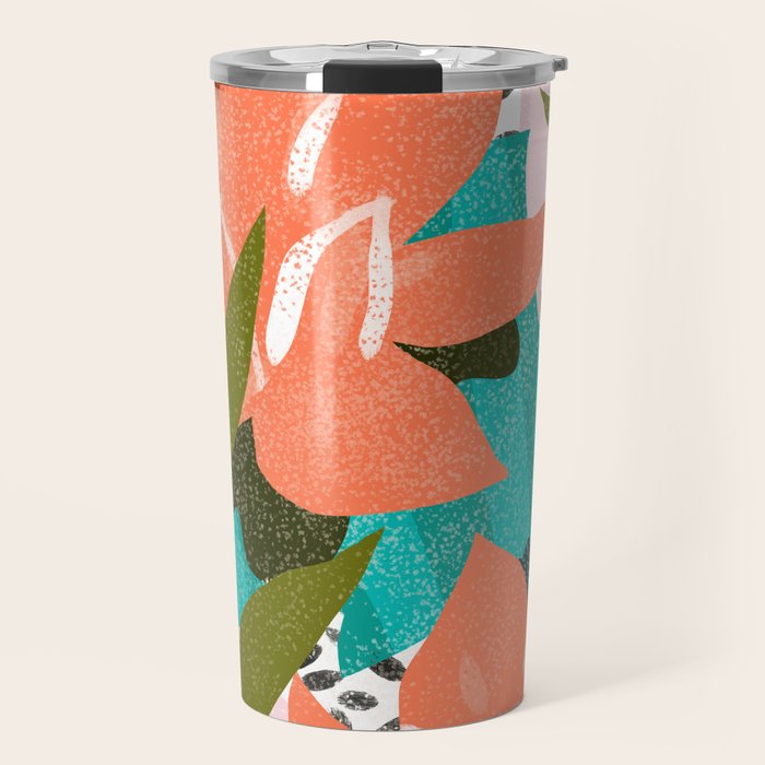 Forever In My Garden | Abstract Botanical Nature Plants Floral Painting | Quirky Modern Contemporary Travel Mug
