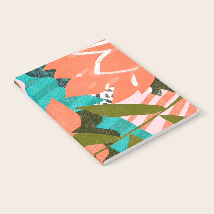 Forever In My Garden | Abstract Botanical Nature Plants Floral Painting | Quirky Modern Contemporary Notebook