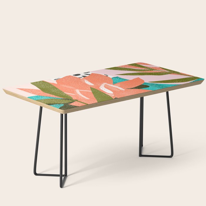 Forever In My Garden | Abstract Botanical Nature Plants Floral Painting | Quirky Modern Contemporary Coffee Table