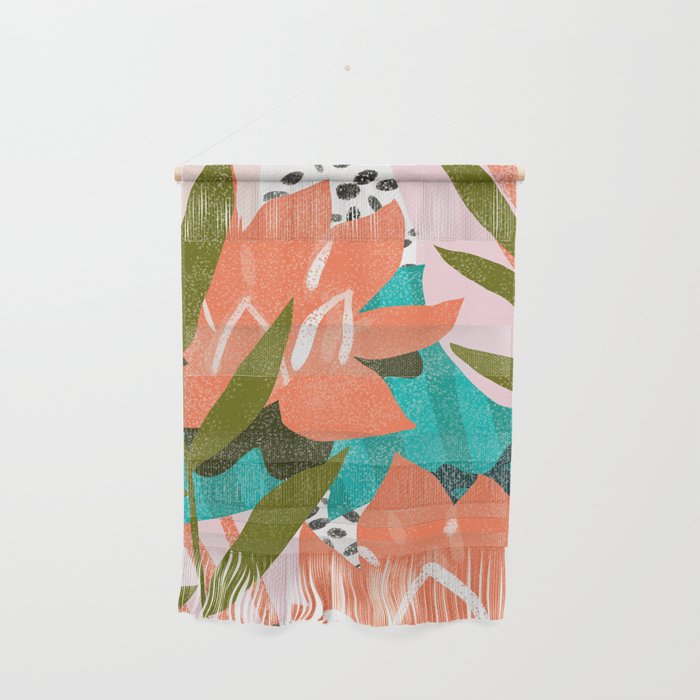 Forever In My Garden | Abstract Botanical Nature Plants Floral Painting | Quirky Modern Contemporary Wall Hanging