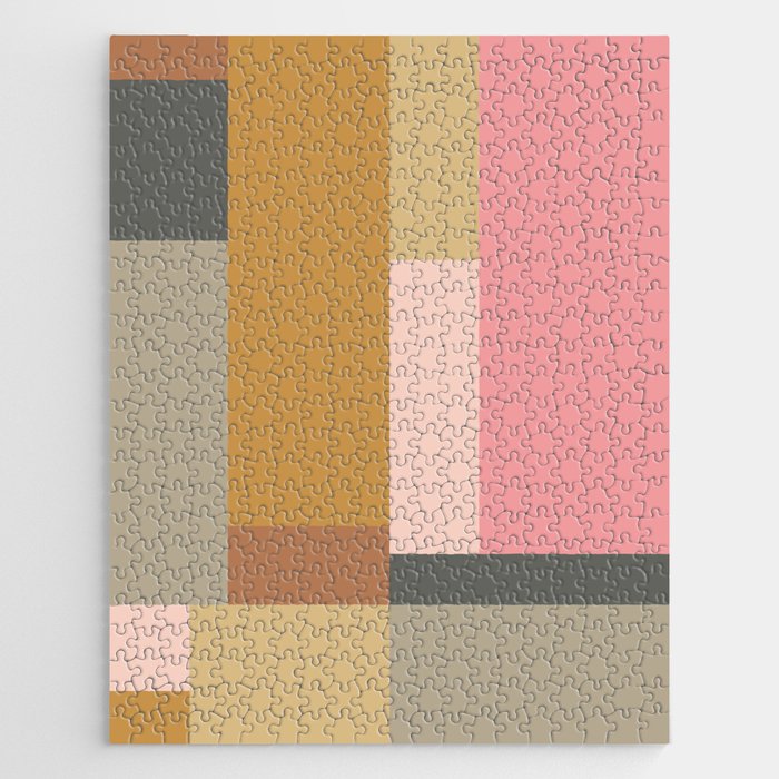 Color Block | Sage Green And Rose Pink Jigsaw Puzzle