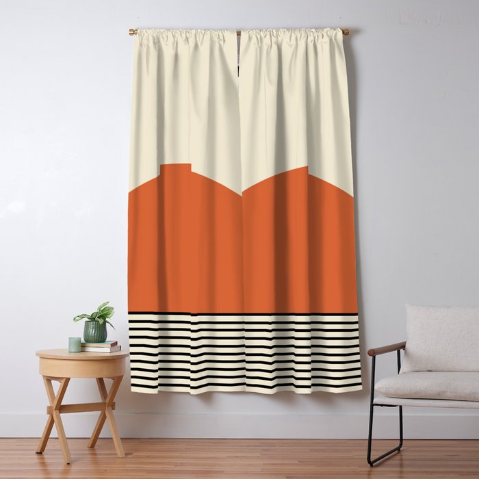 Sunrise Sunset I - Orange Black Window Curtain