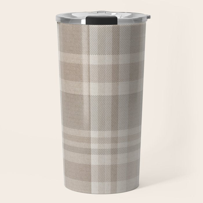 Checkered, Plaid Prints, Warm Brown Travel Mug