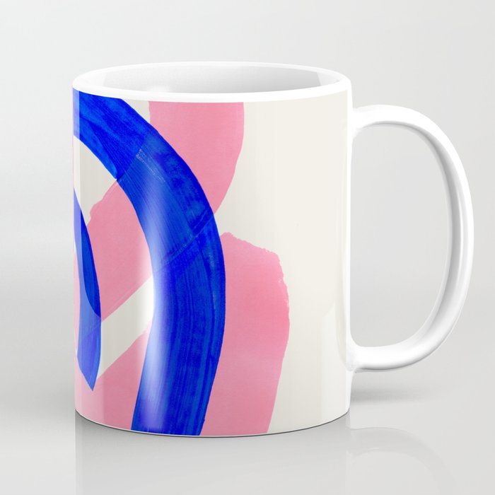 Abstract Painting Mid Century Modern Abstract Funky Sound Waves Pink Blue Shapes Coffee Mug