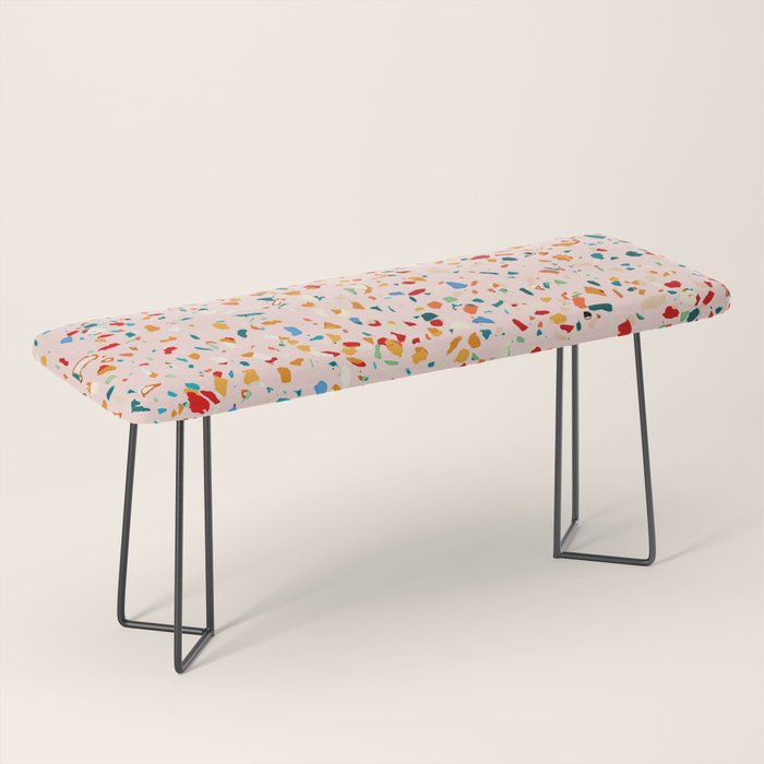 Blush Terrazzo | Pink Eclectic Speckles | Abstract Confetti Painting | Chic Bohemian Illustration Bench