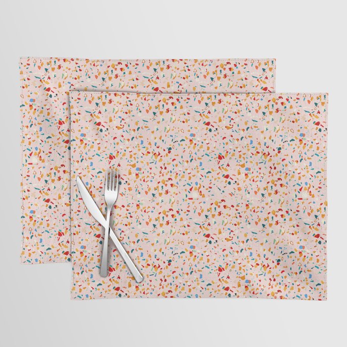 Blush Terrazzo | Pink Eclectic Speckles | Abstract Confetti Painting | Chic Bohemian Illustration Placemat