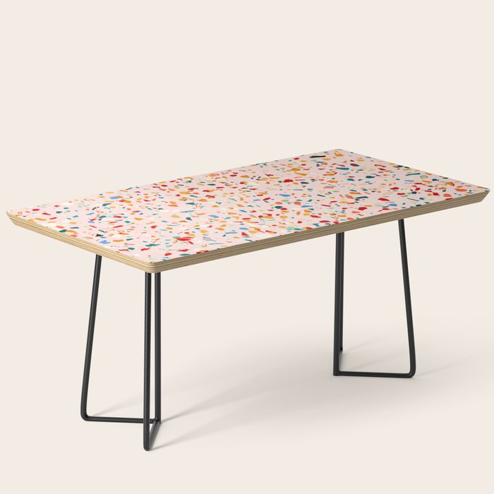 Blush Terrazzo | Pink Eclectic Speckles | Abstract Confetti Painting | Chic Bohemian Illustration Coffee Table