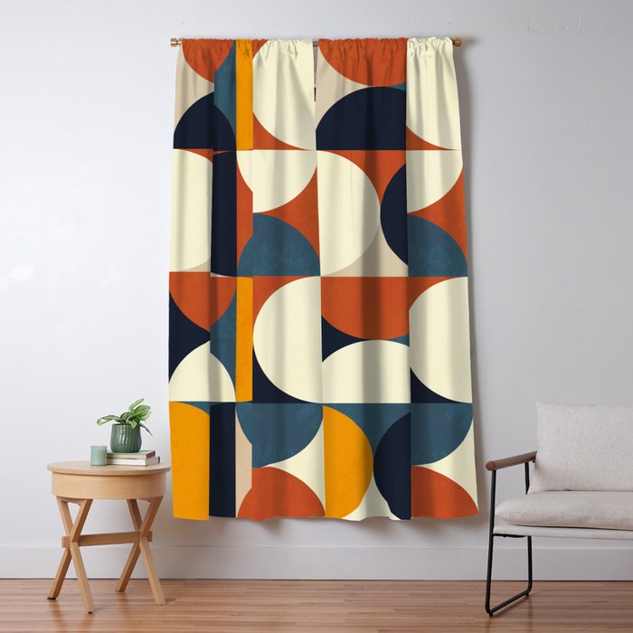Mid Century Abstract Shapes Fall Winter 3 Window Curtain