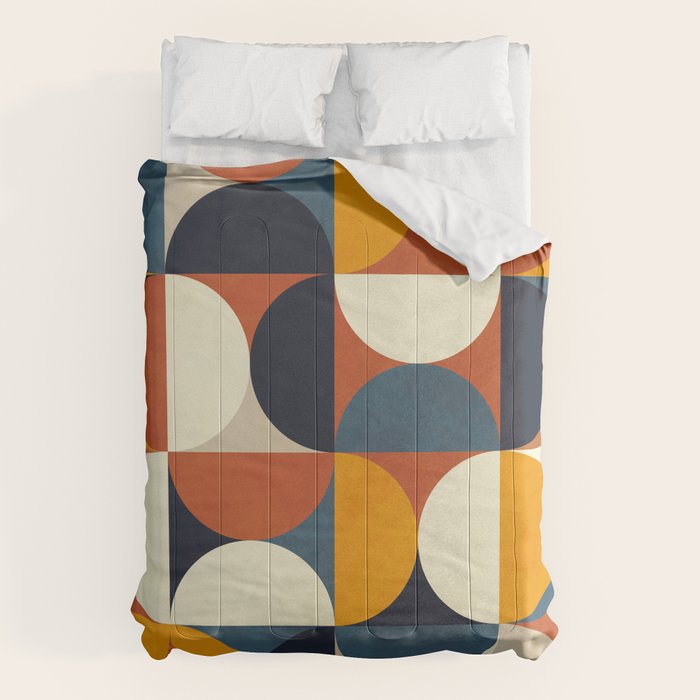 Mid Century Abstract Shapes Fall Winter 3 Comforter