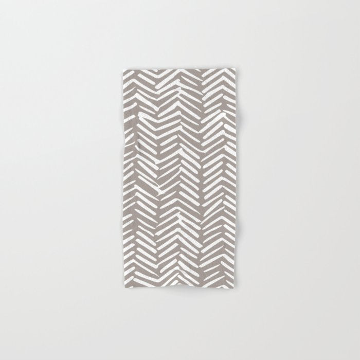 Abstract Herringbone Pattern, Rustic, Light Brown Bath Towel