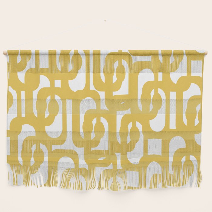 Mustard Yellow And White Mid-Century Modern Loop Pattern Wall Hanging