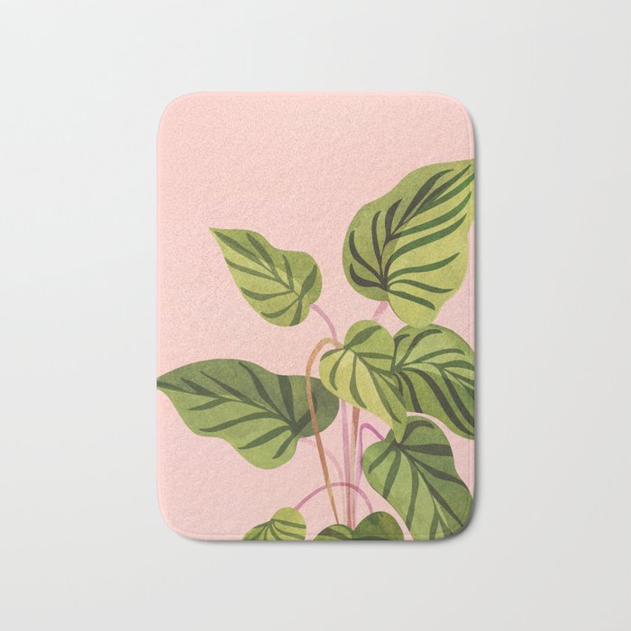 Upstart Pink And Green Houseplant Bath Mat