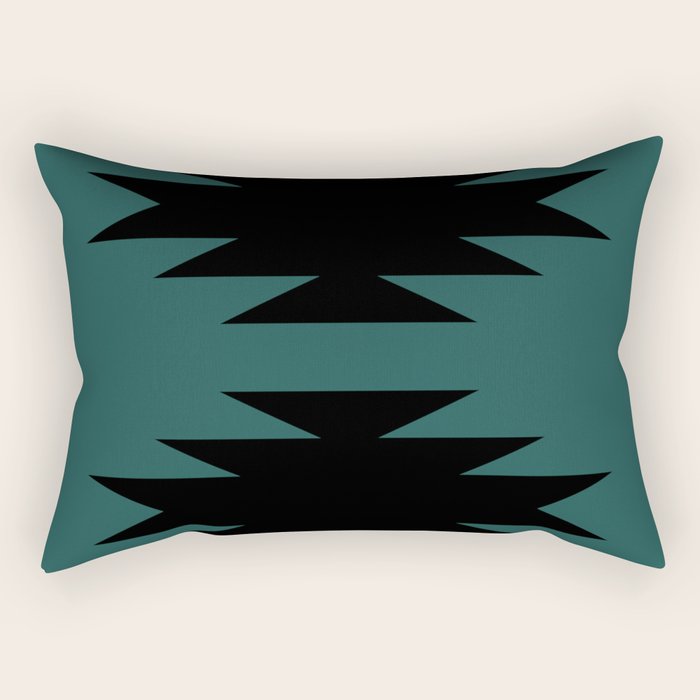 Geometric Southwestern Minimalism - Teal Green Rectangular Pillow