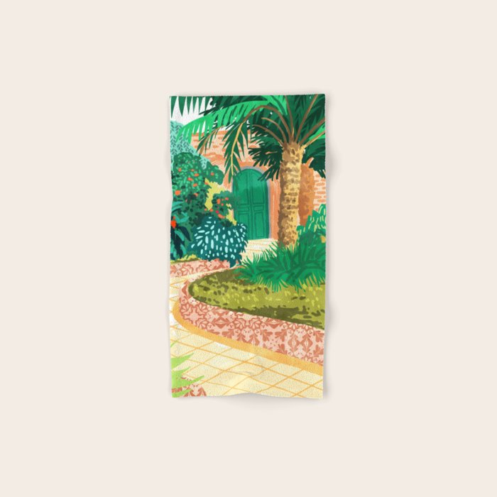 The House With The Green Door, Nature Architecture Painting, Places Stay At Home Tropical Villa Bath Towel