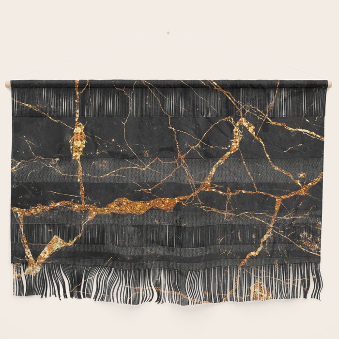 Black Malachite Marble With Gold Veins Wall Hanging