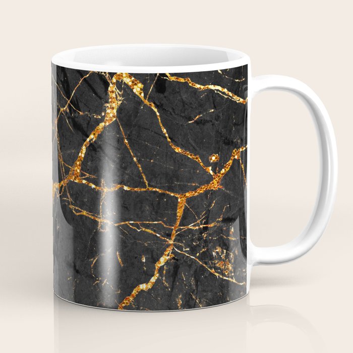 Black Malachite Marble With Gold Veins Coffee Mug