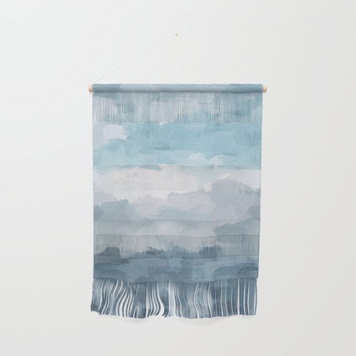 Nightfall Sailing - Indigo Navy Sky Blue Gray White Ocean Horizon Abstract Sea Rainy Cloudy Stormy Wall Hanging
