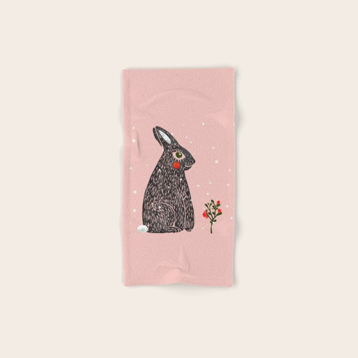 Christmas Rabbit - Illustration Bath Towel